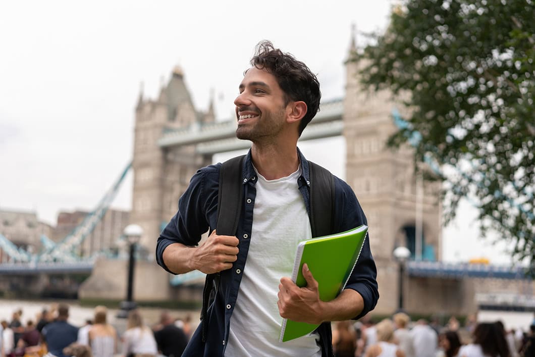 Student studying abroad in London